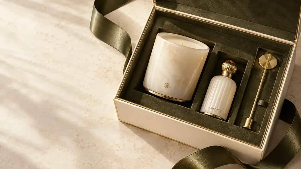 Ivory and olive luxury gift suite